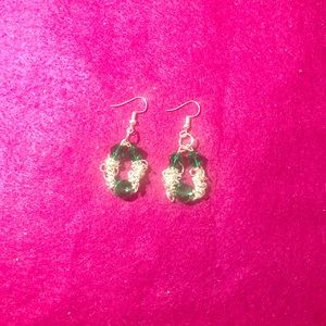 Green chain earrings